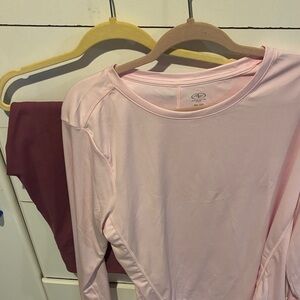 Women's Pink Long Sleeve Top and leggings